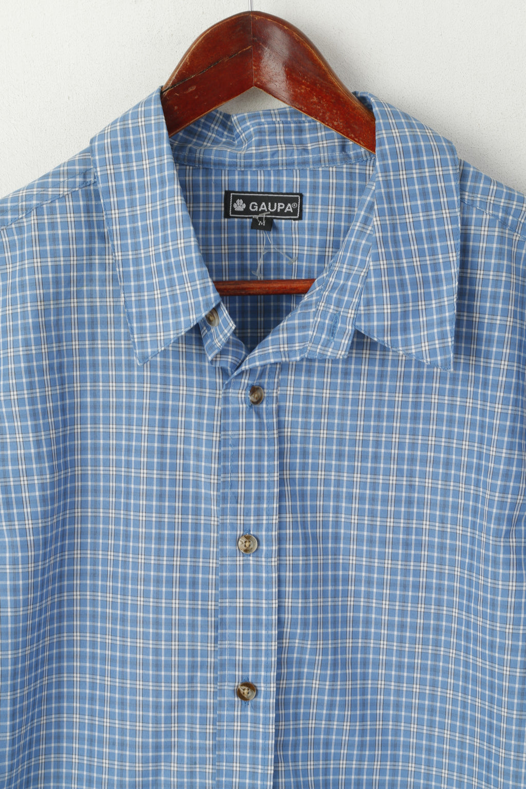 Gaupa Mes M Casual Shirt Blue Check Outdoor Rolled Up Sleeve Top