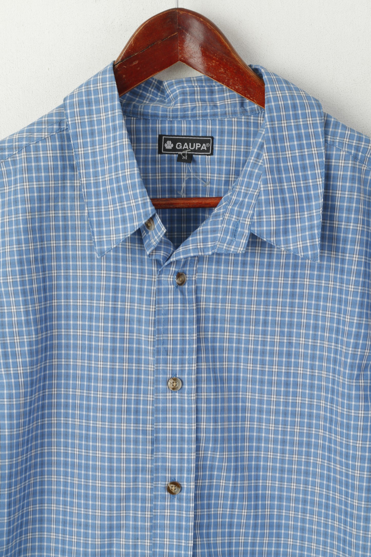 Camicia casual Gaupa Mes M. Top con maniche arrotolate per esterni a quadri blu