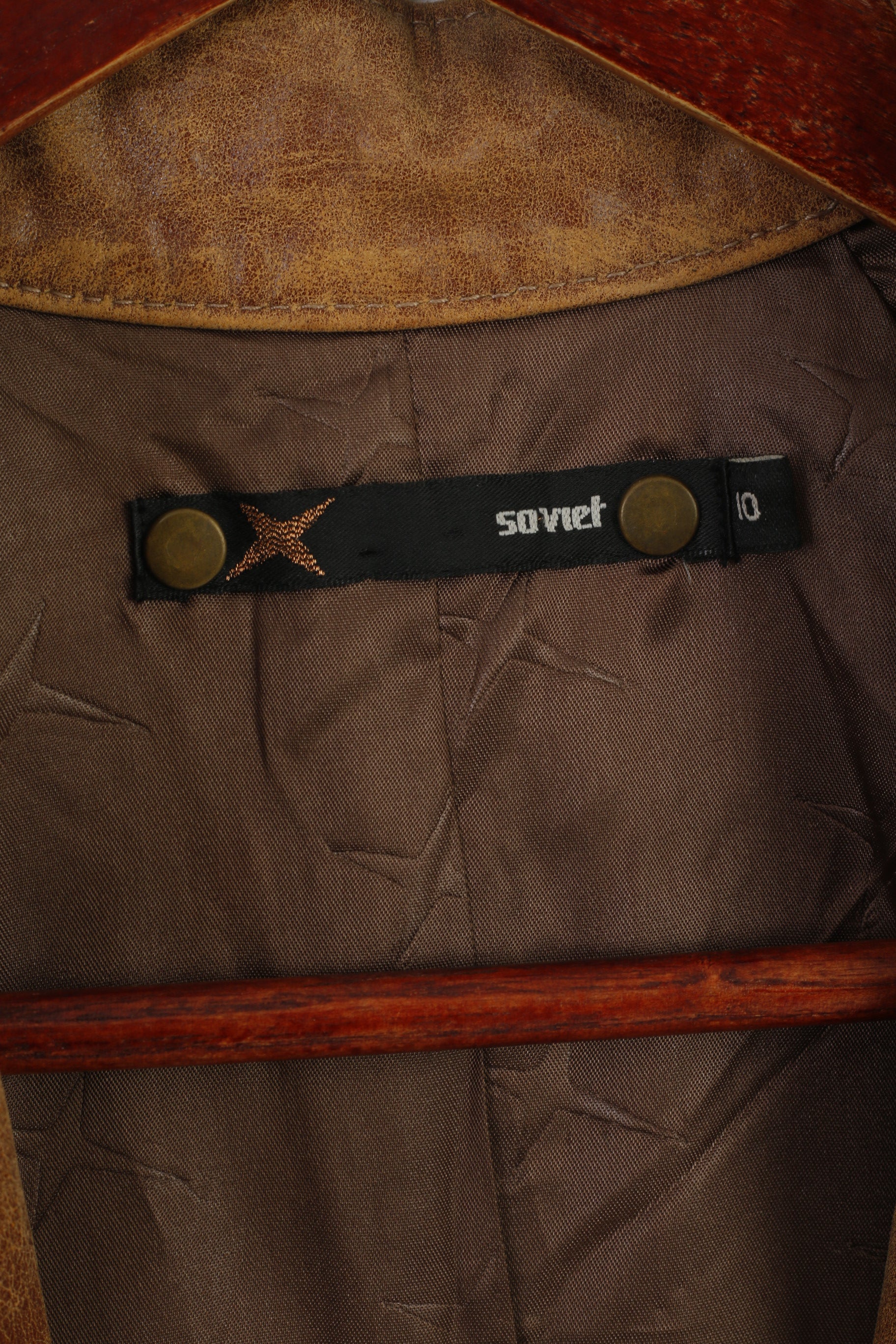 Veste soviétique pour femmes 10 S, en cuir de chameau, col montant, fermeture éclair, haut rétro