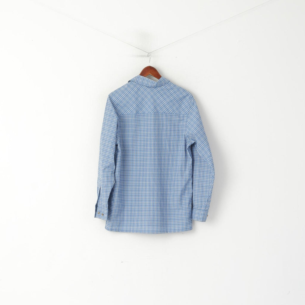 Gaupa Mes M Casual Shirt Blue Check Outdoor Rolled Up Sleeve Top