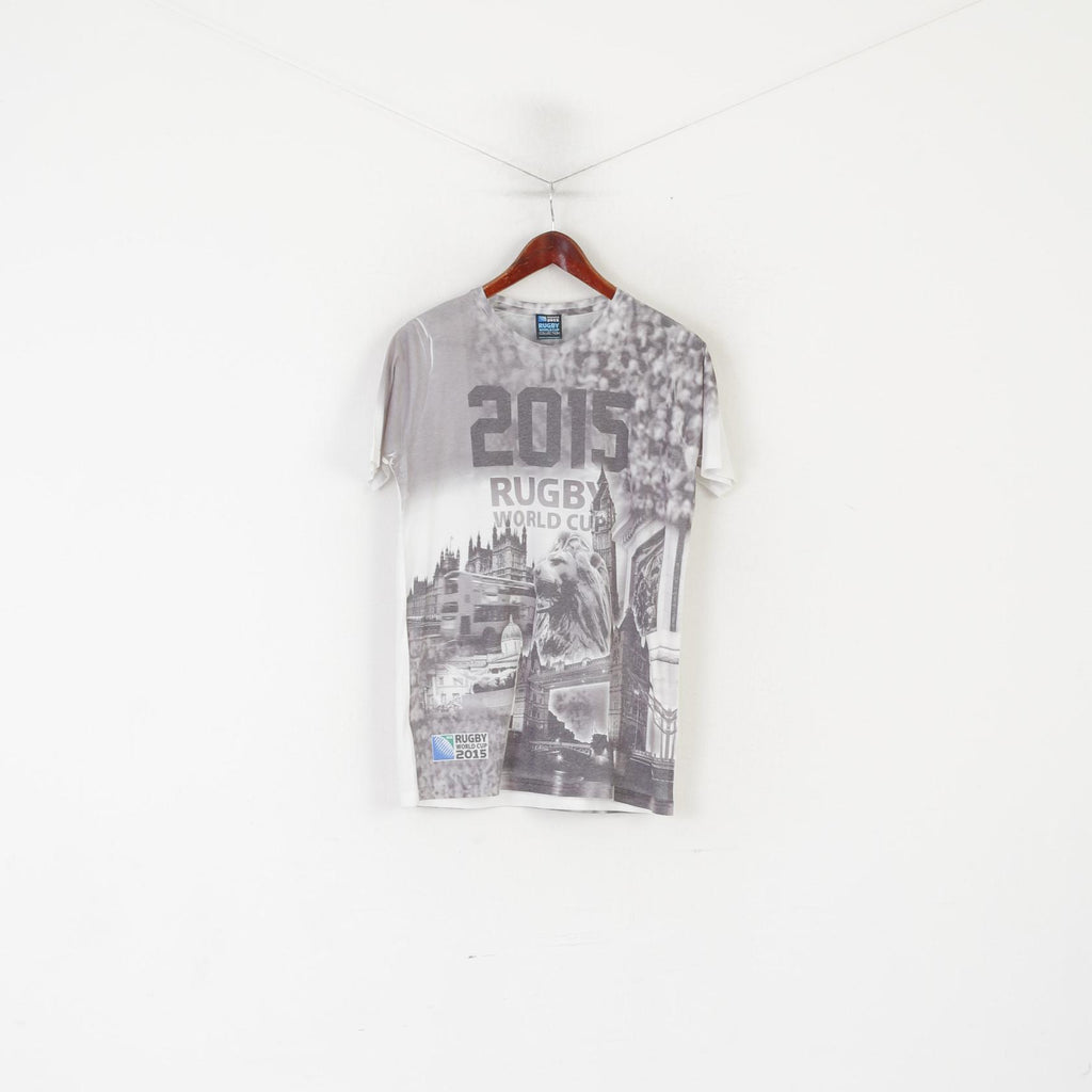 Maglia da uomo della Coppa del Mondo di Rugby 2015 con grafica grigia, maglietta sportiva con licenza IRB di Londra