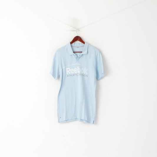 Reebok Hommes XS Polo Bleu Coton Athletic Division Slim Fit Logo Top