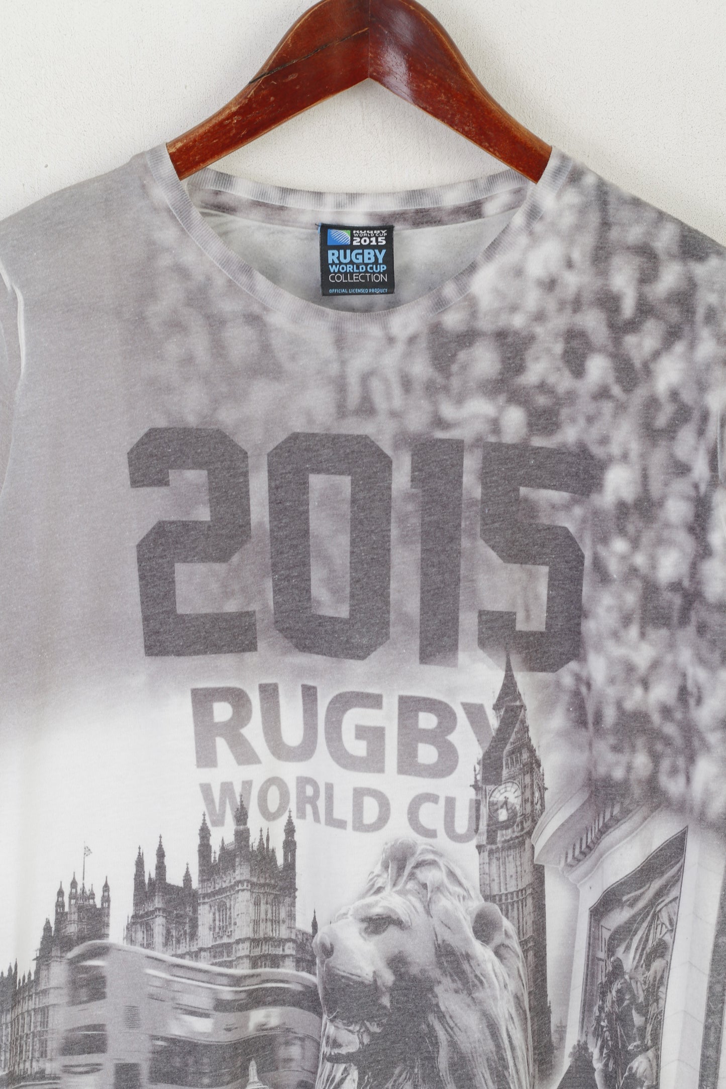Maglia da uomo della Coppa del Mondo di Rugby 2015 con grafica grigia, maglietta sportiva con licenza IRB di Londra