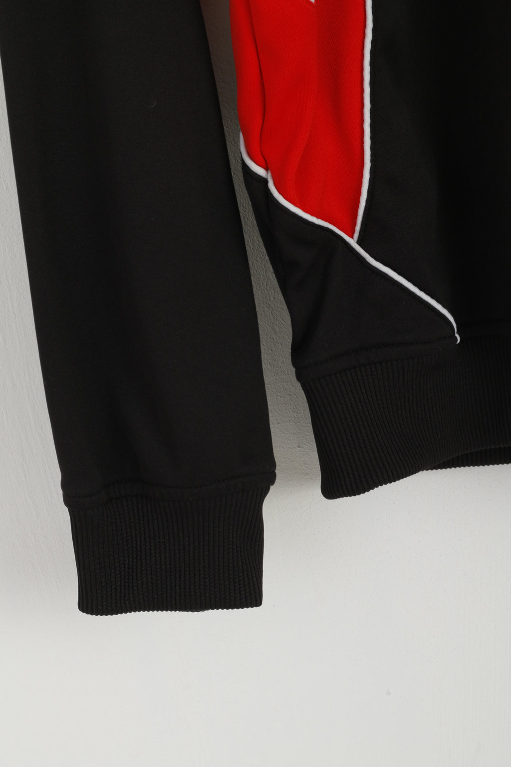 Saller Men M Sweatshirt Black Shiny Retro Zip Neck Sport Training Activewear Top