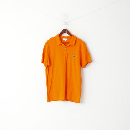 Polo XL da uomo Lyle &amp; Scott Club XL in cotone arancione a maniche corte con bottoni dettagliati