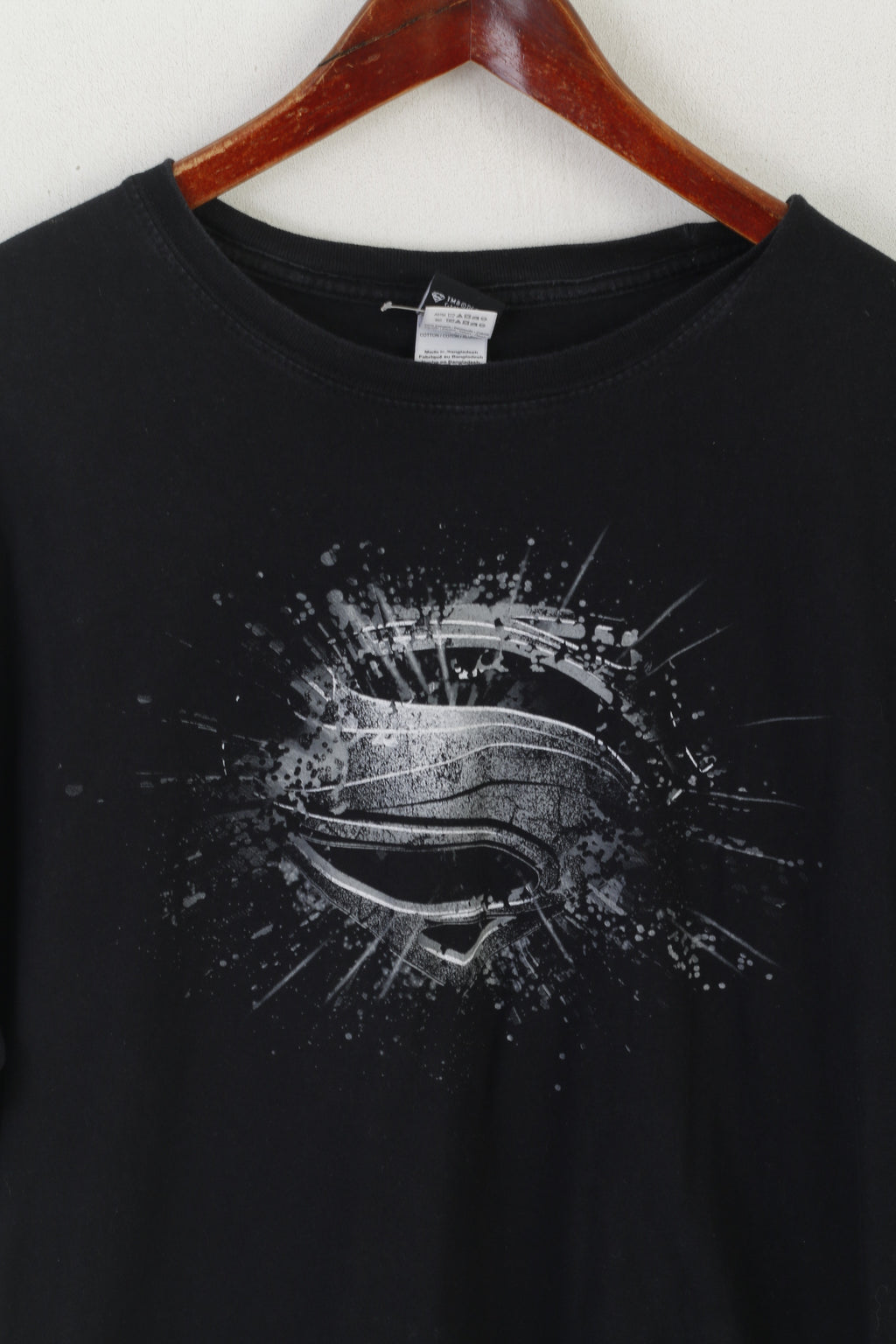 Gildan Man Of Steel Men 2XL T- Shirt Black Cotton Graphic Vintage Crew Neck Top