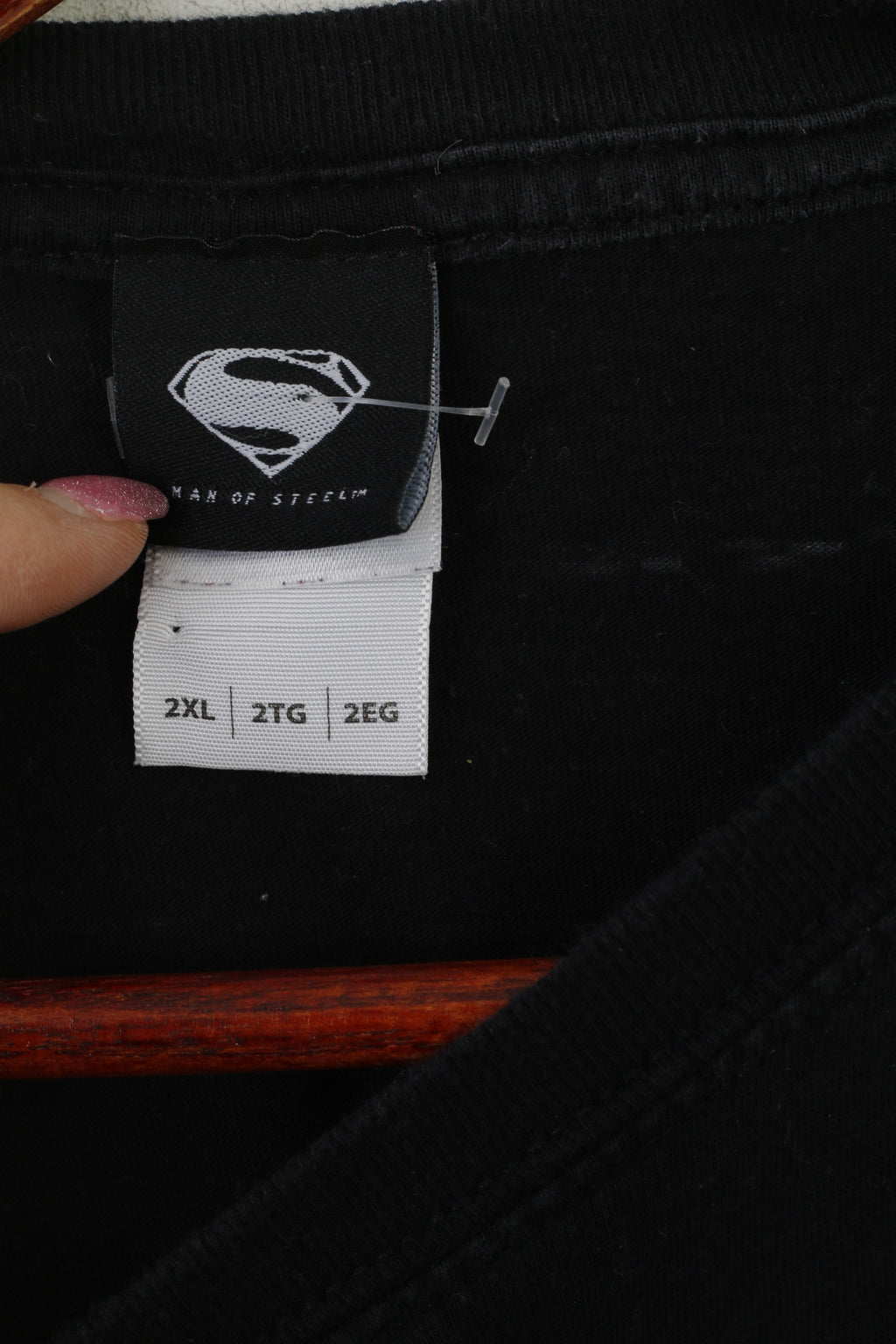 Gildan Man Of Steel Men 2XL T- Shirt Black Cotton Graphic Vintage Crew Neck Top