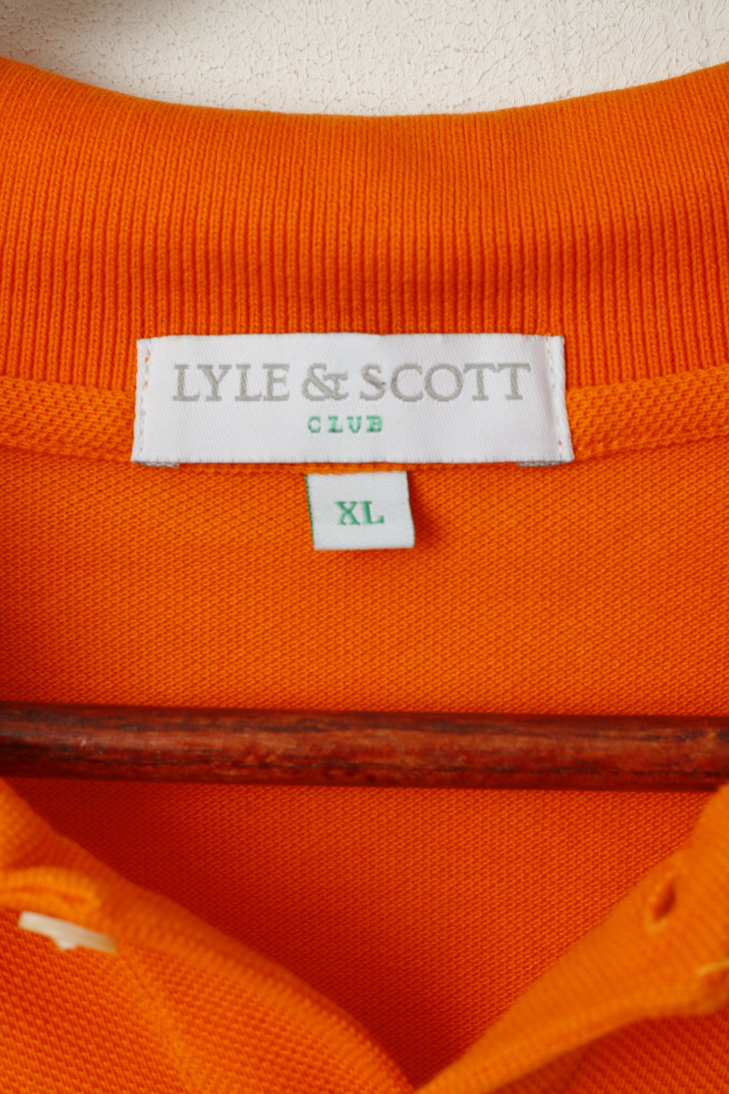 Lyle & Scott Club Men XL Polo Shirt Orange Cotton Short Sleeve Detailed Buttons Top