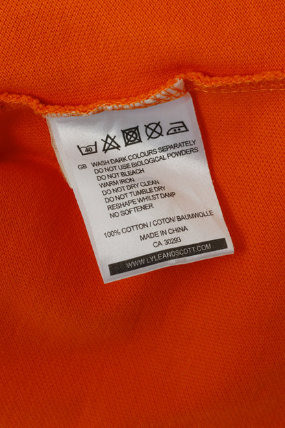 Lyle & Scott Club Men XL Polo Shirt Orange Cotton Short Sleeve Detailed Buttons Top