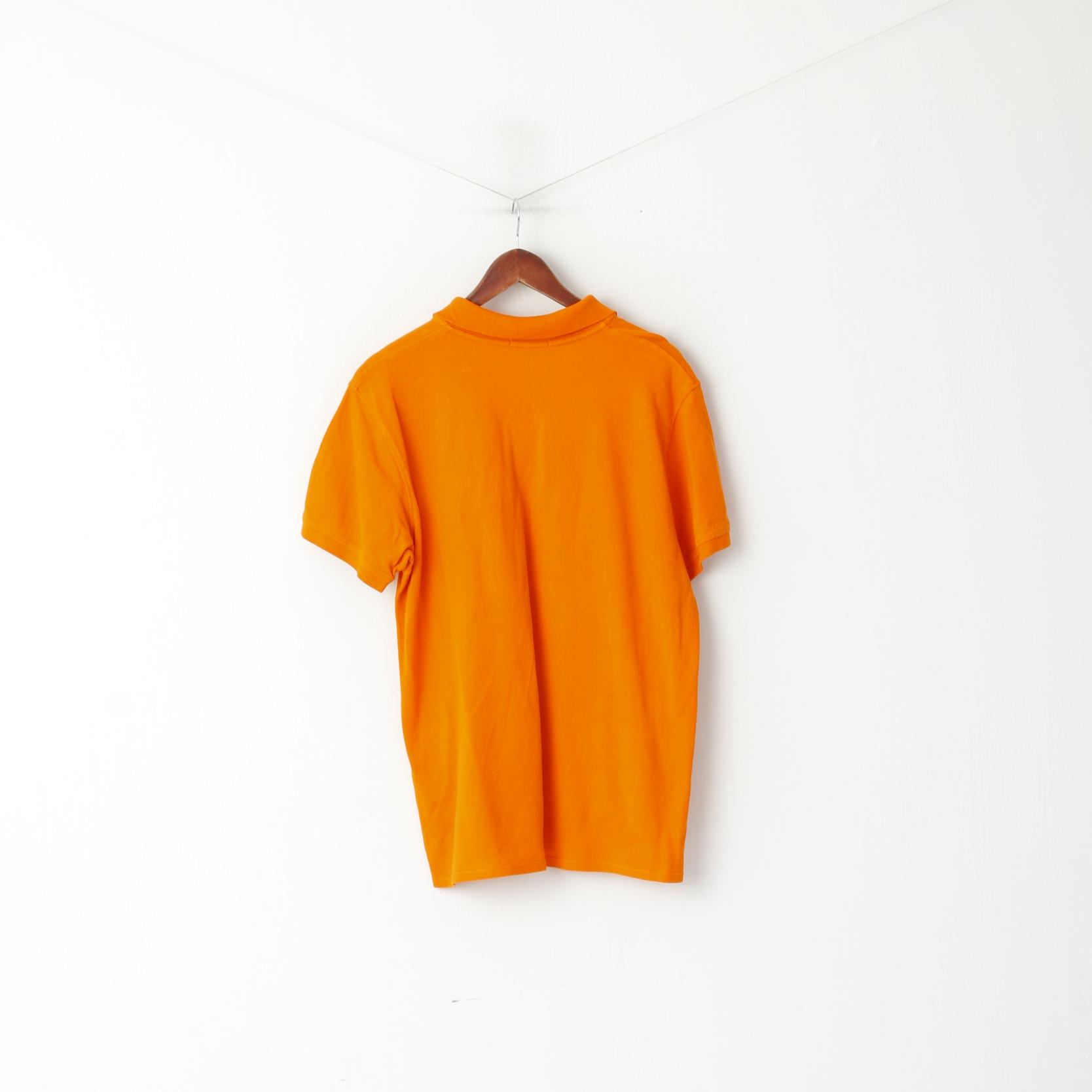 Polo XL da uomo Lyle &amp; Scott Club XL in cotone arancione a maniche corte con bottoni dettagliati