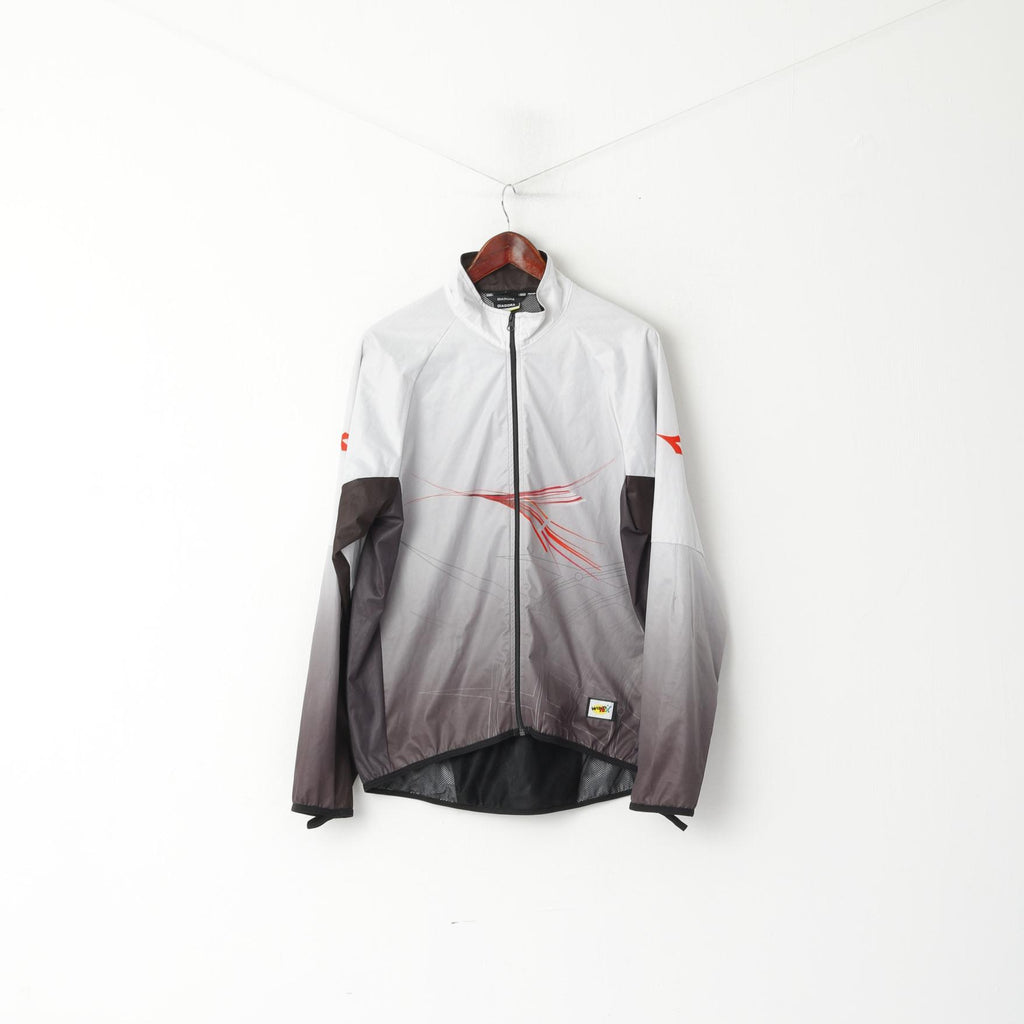 Giacca Diadora Uomo XL Grigio Run Full Zipper Windtex Activewear Top leggero