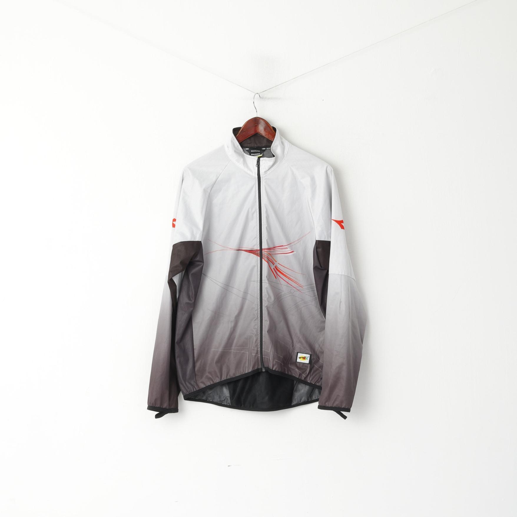 Giacca Diadora Uomo XL Grigio Run Full Zipper Windtex Activewear Top leggero