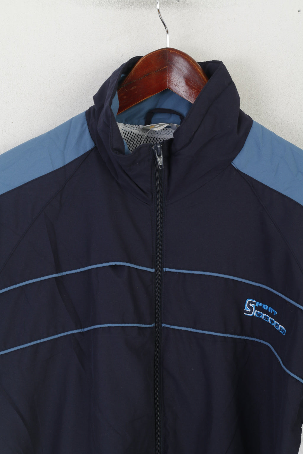 Rodeo Sports at C&A Men 52 L Jacket Navy Vintage Full Zipper Sportswear Top