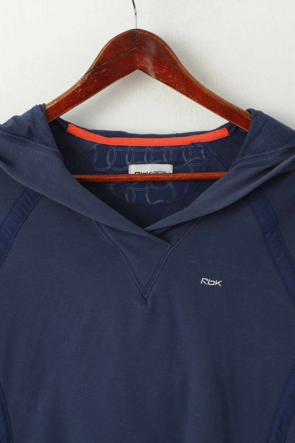 Felpa Reebok da donna, top sportivo con cappuccio vintage in cotone blu scuro