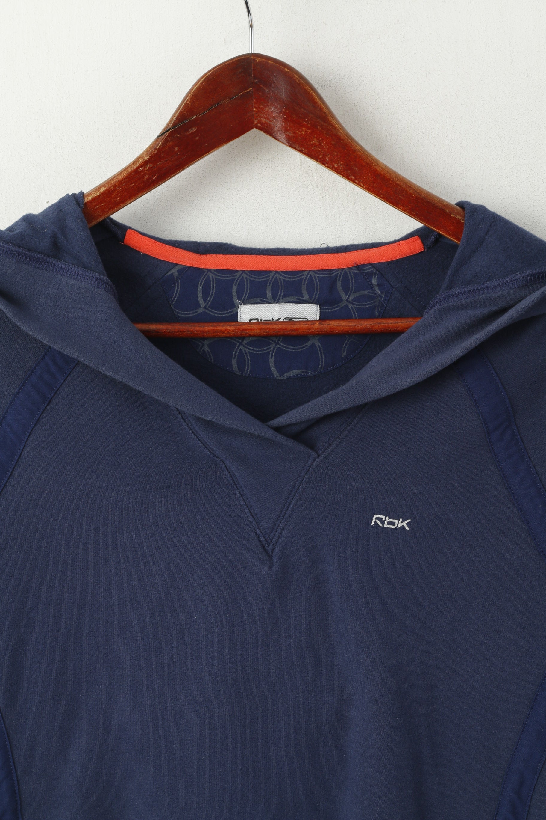 Felpa Reebok da donna, top sportivo con cappuccio vintage in cotone blu scuro