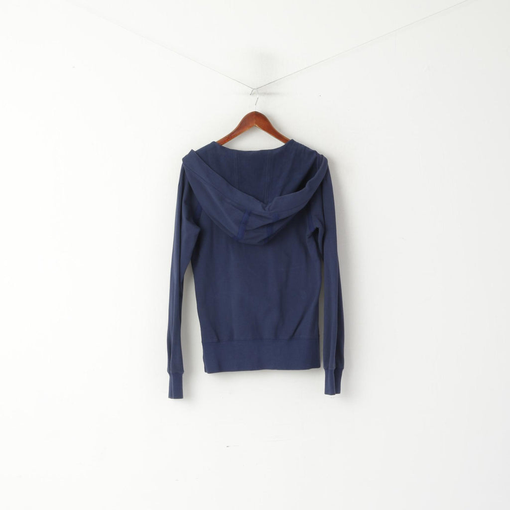 Felpa Reebok da donna, top sportivo con cappuccio vintage in cotone blu scuro