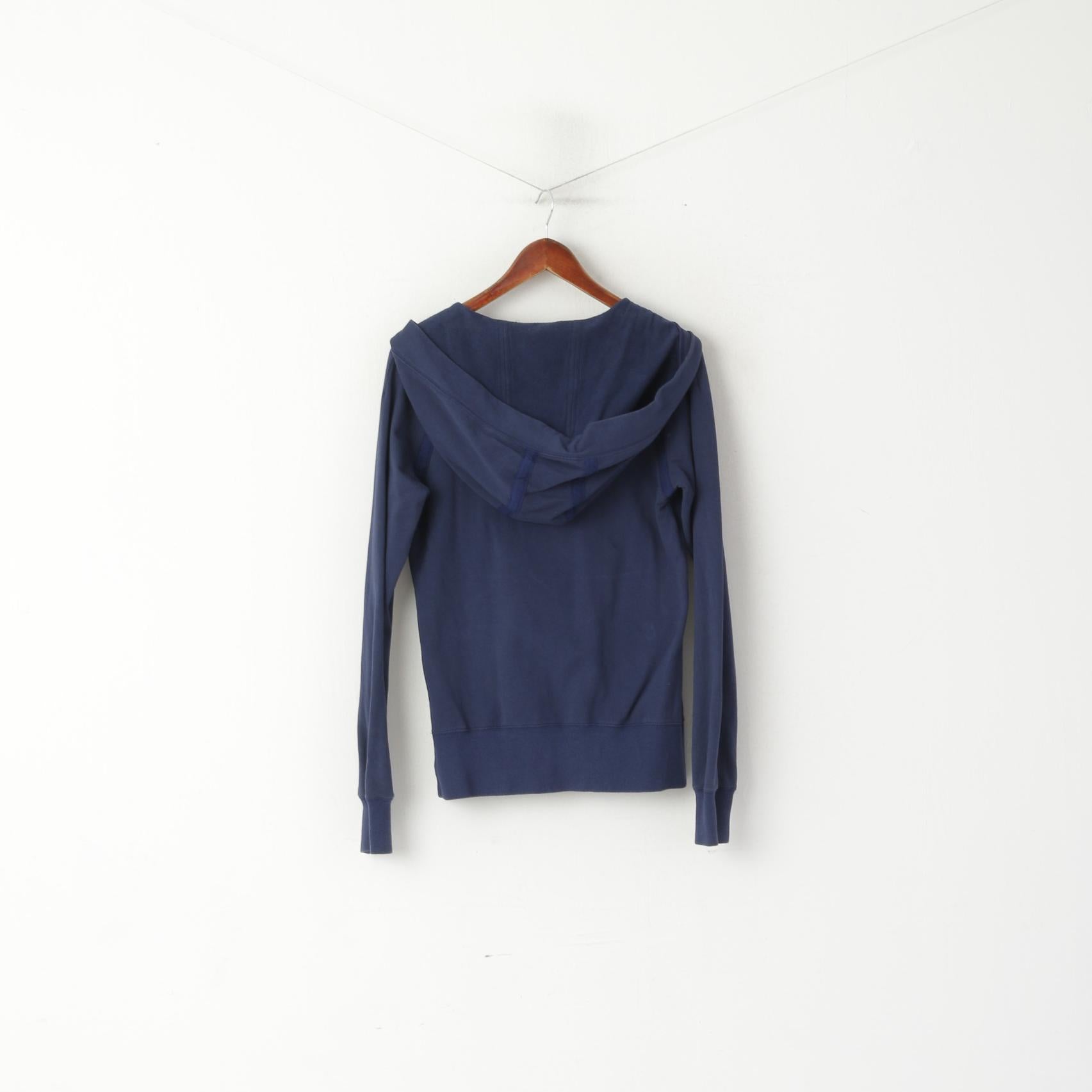 Felpa Reebok da donna, top sportivo con cappuccio vintage in cotone blu scuro