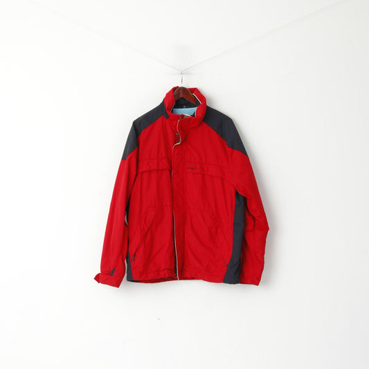 Bartlett Sports Men 52 L Jacket Red Nylon Waterproof Hidden Hood Outerwear Parka Top