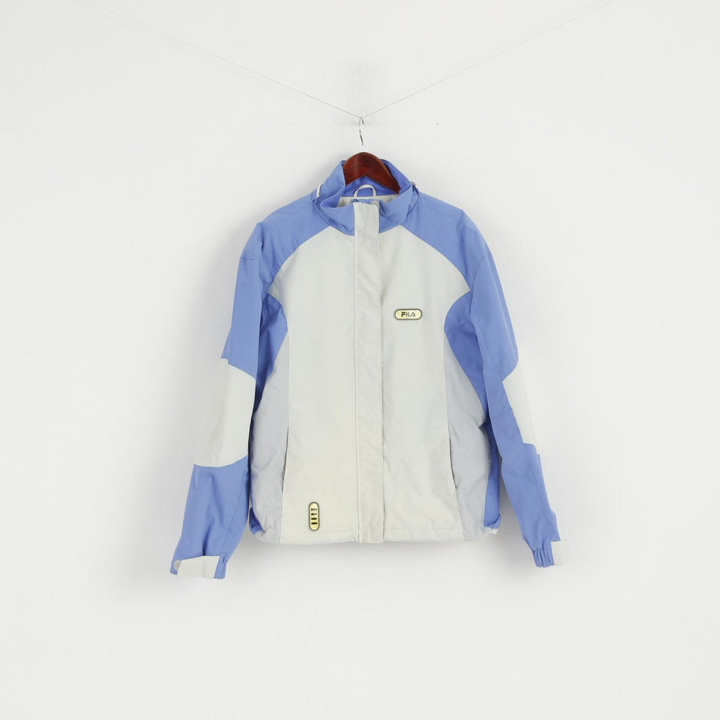 Giacca da sci FILA da donna 16 L Beige Blu Snowboard Nylon Impermeabile con cerniera