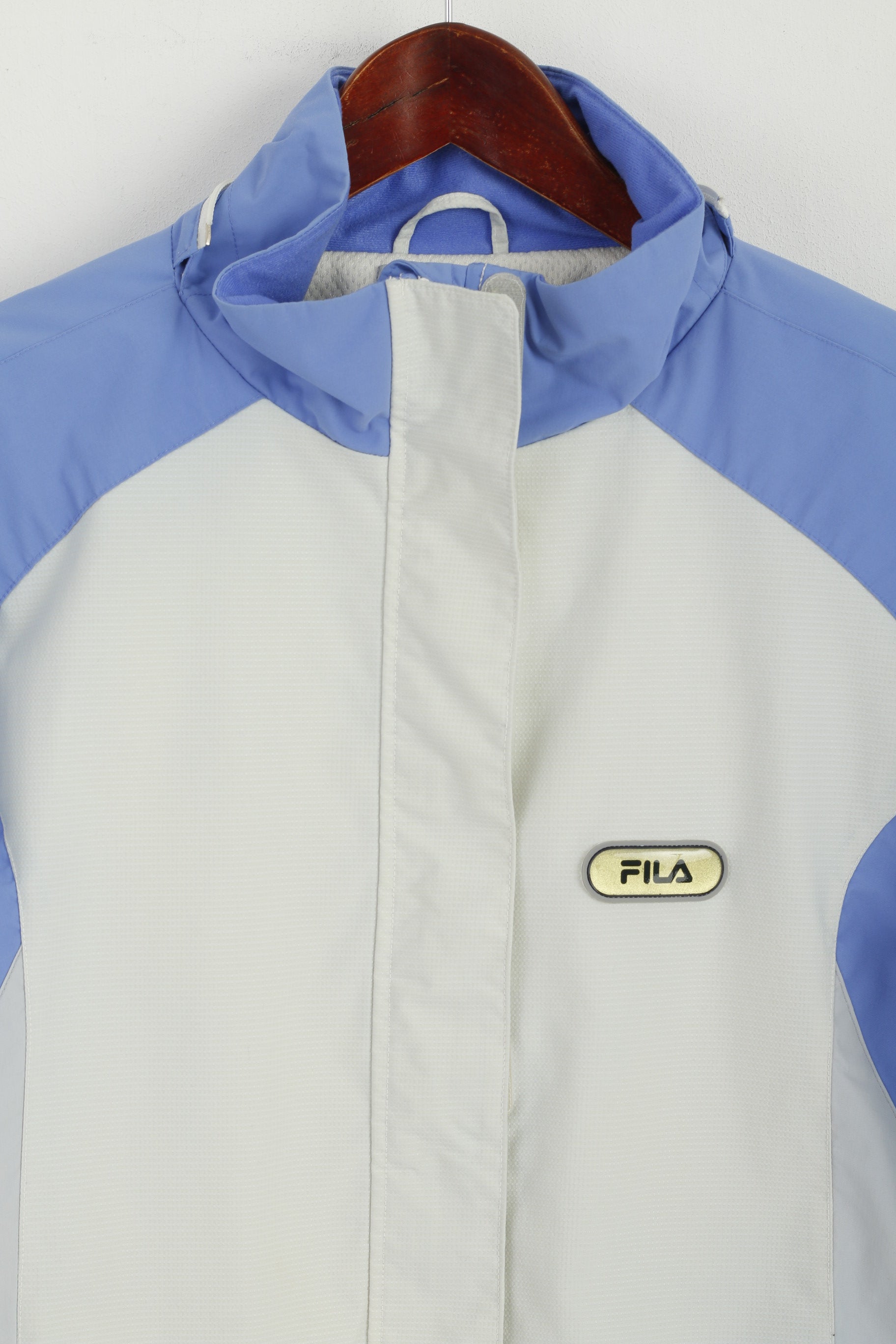 Giacca da sci FILA da donna 16 L Beige Blu Snowboard Nylon Impermeabile con cerniera