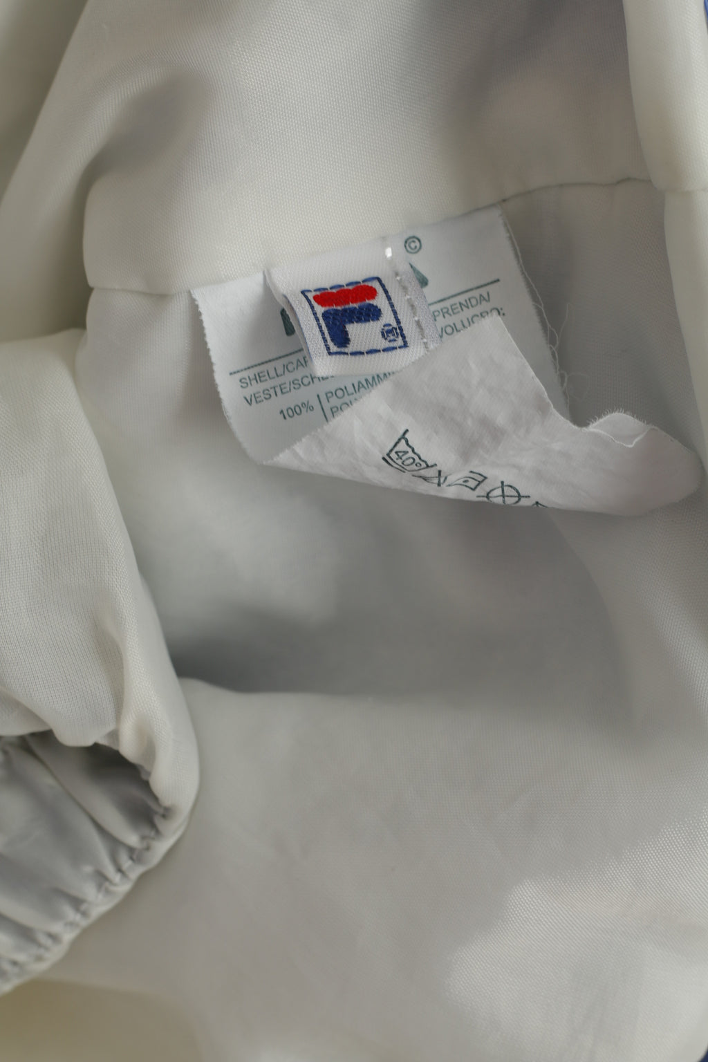 Giacca da sci FILA da donna 16 L Beige Blu Snowboard Nylon Impermeabile con cerniera