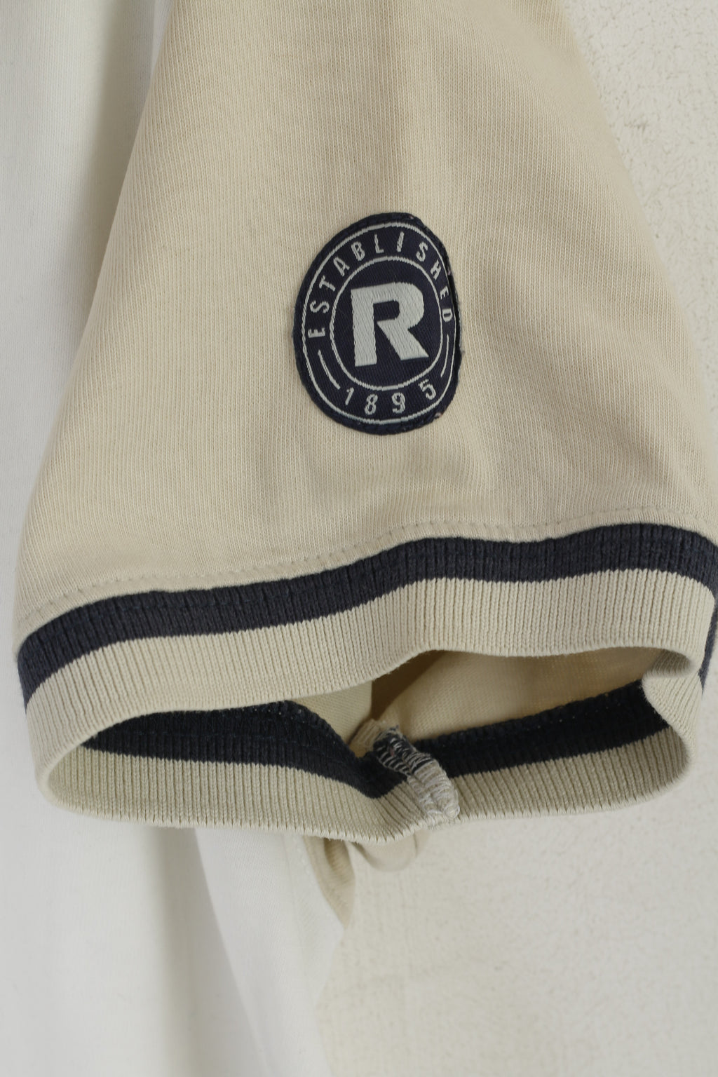 Camicia Reebok da uomo M. Top in cotone bianco beige con logo ricamato vintage girocollo