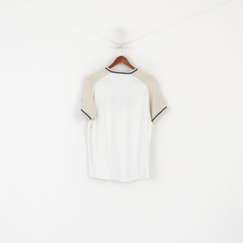 Camicia Reebok da uomo M. Top in cotone bianco beige con logo ricamato vintage girocollo