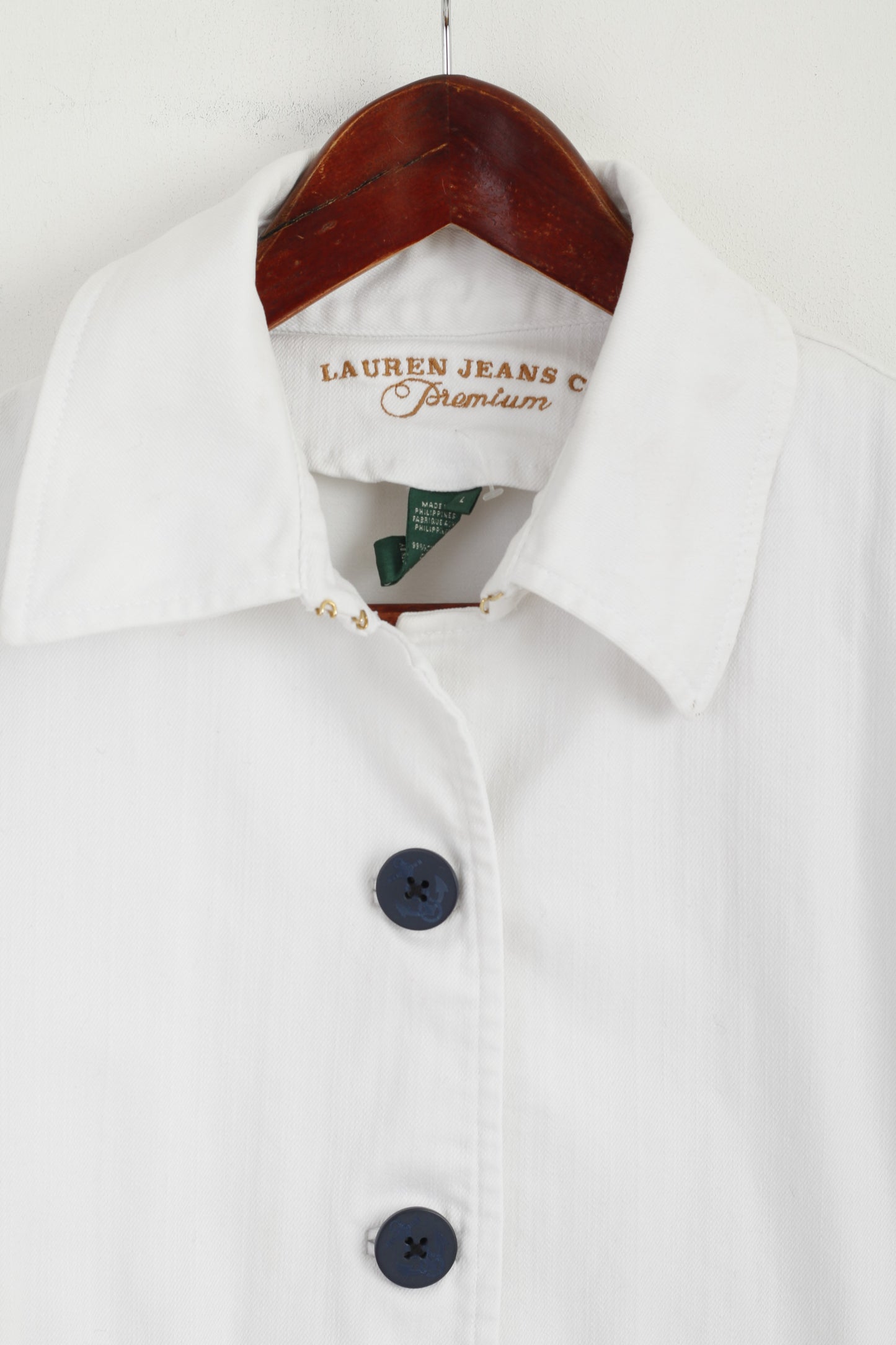 Ralph Lauren Jeans Co. Premium Women L Jacket White Cropped Cotton Blazer Keystone