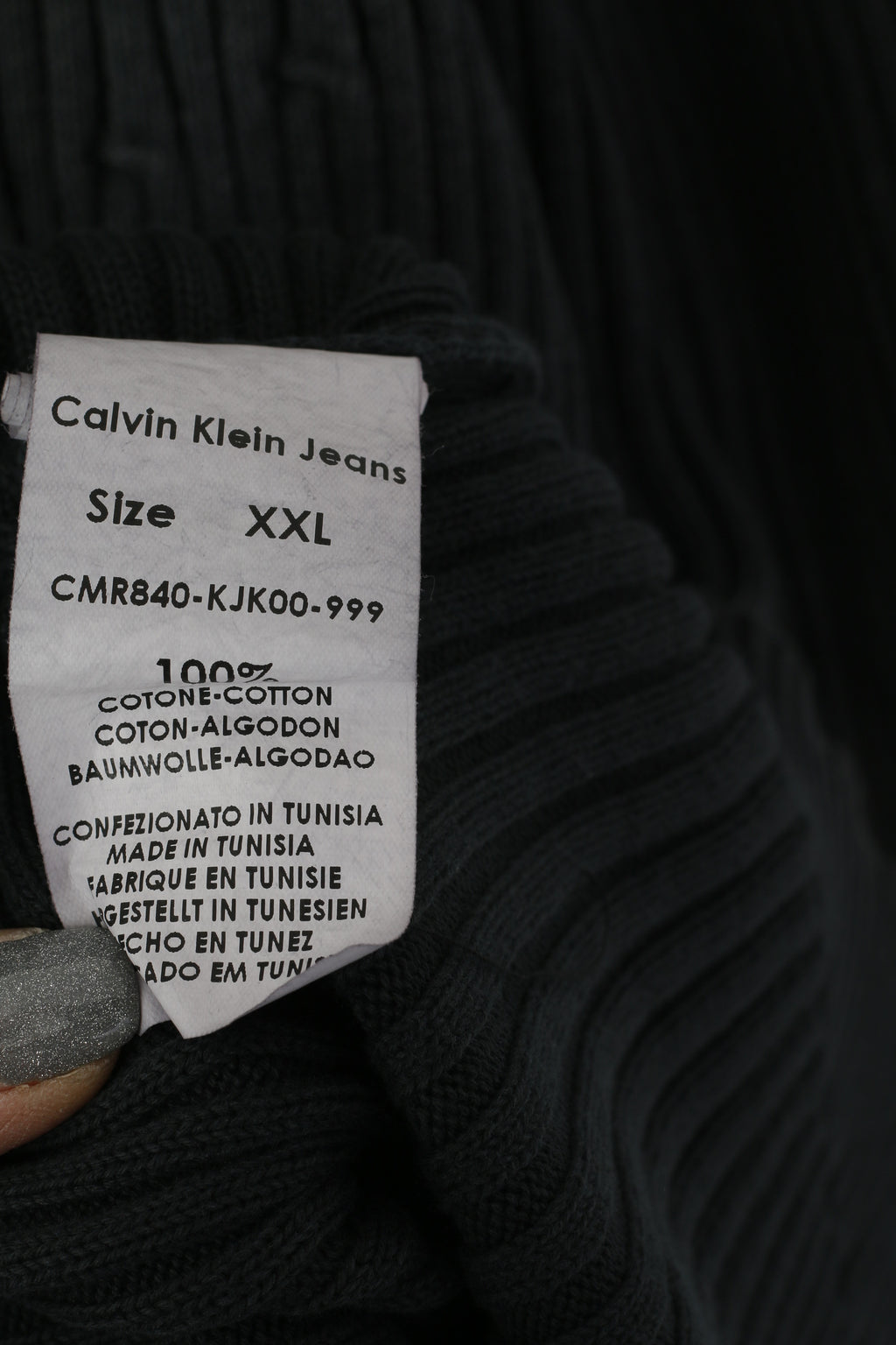 Calvin Klein Jeans Hommes XXL (XL) Cardigan Gris Délavé Vintage Coton Zip Up Stretch Pull