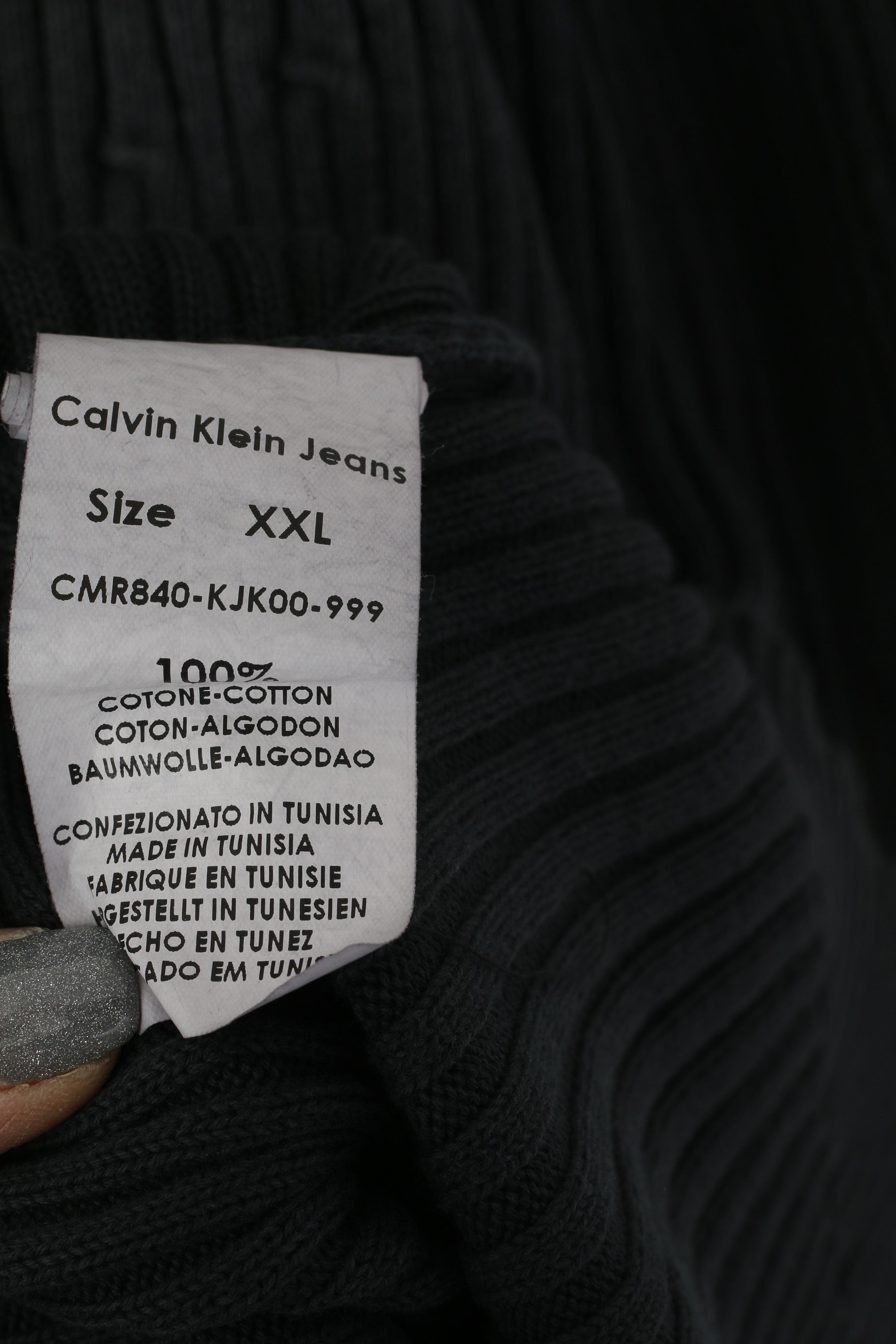 Calvin Klein Jeans Hommes XXL (XL) Cardigan Gris Délavé Vintage Coton Zip Up Stretch Pull