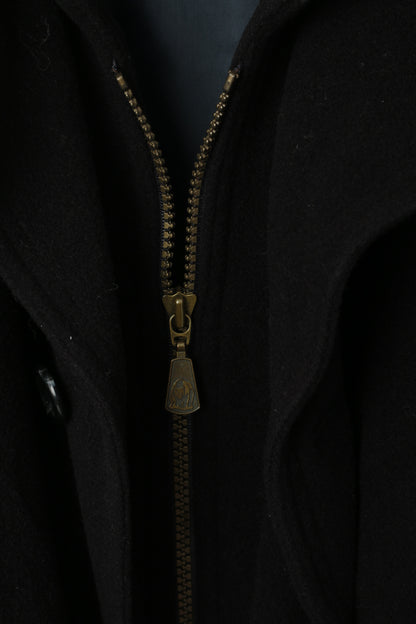 Bugatti Men 50 XXL Jacket Black Wool Full Zipper Pockets Vintage Classic Coat