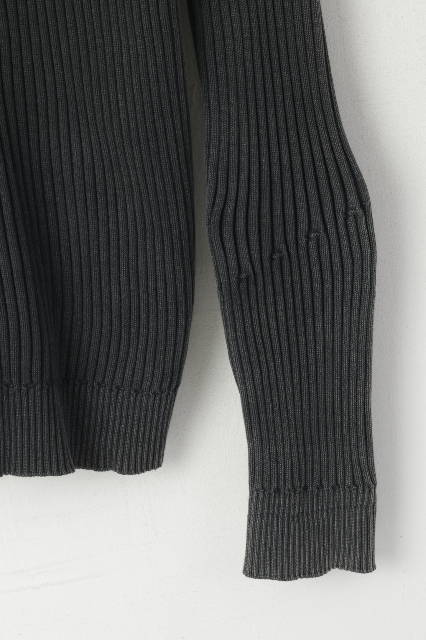 Calvin Klein Jeans Men XXL (XL) Cardigan Gray Faded Vintage Cotton Zip Up Stretch Sweater