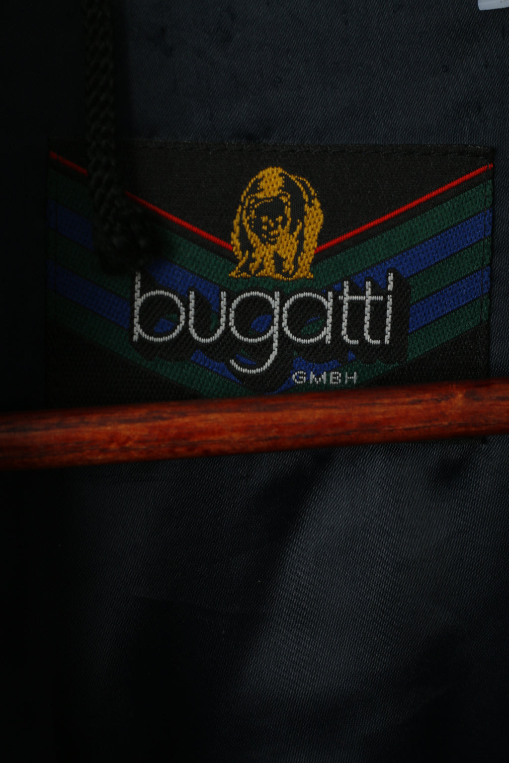 Bugatti Hommes 50 XXL Veste Laine Noire Poches Zippées Complètes Vintage Manteau Classique