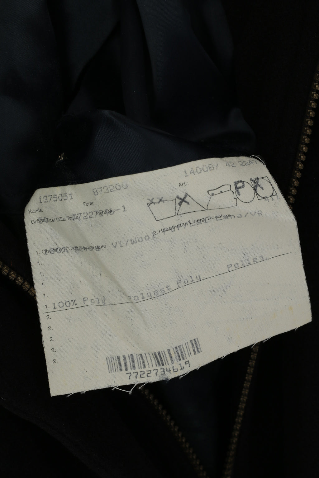 Bugatti Hommes 50 XXL Veste Laine Noire Poches Zippées Complètes Vintage Manteau Classique