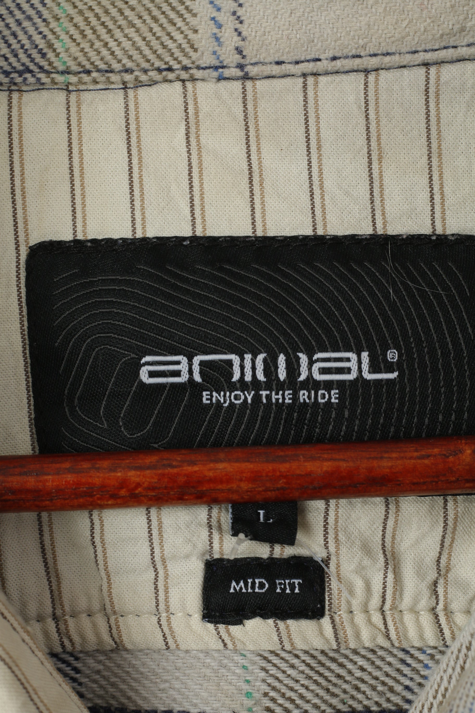 Camicia casual da uomo Animal L. Top con cappuccio staccabile in flanella di cotone a quadri marrone