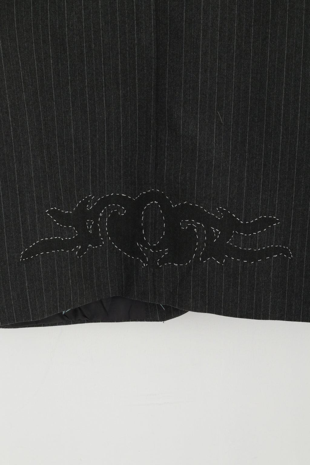 St Michael Men 40 102cm Blazer Grey Striped Hand Made Emroidered Stag Party Jacket