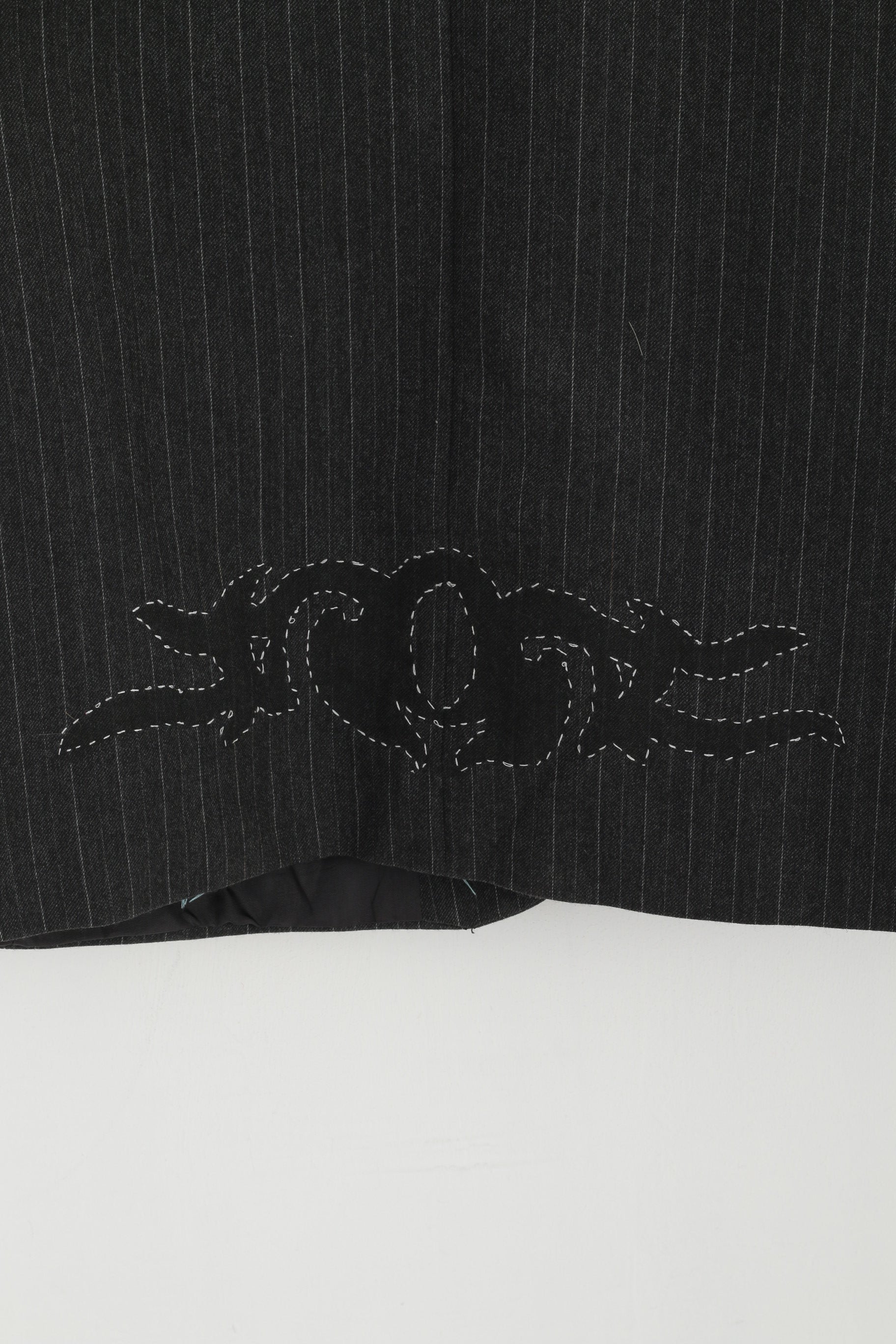 St Michael Men 40 102cm Blazer Grey Striped Hand Made Emroidered Stag Party Jacket