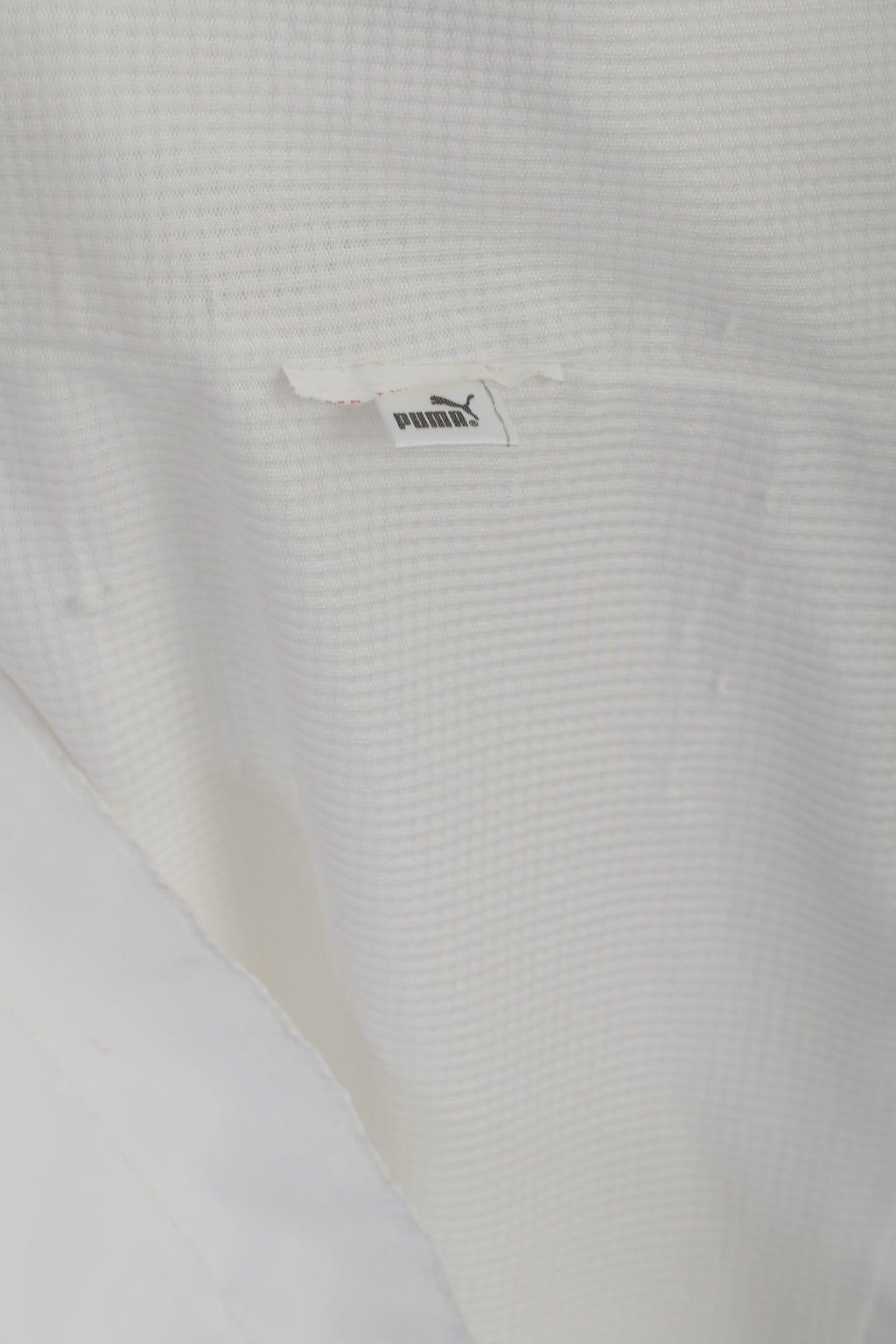 Giacca Puma da uomo L bianca vintage con cerniera intera abbigliamento sportivo da allenamento leggero