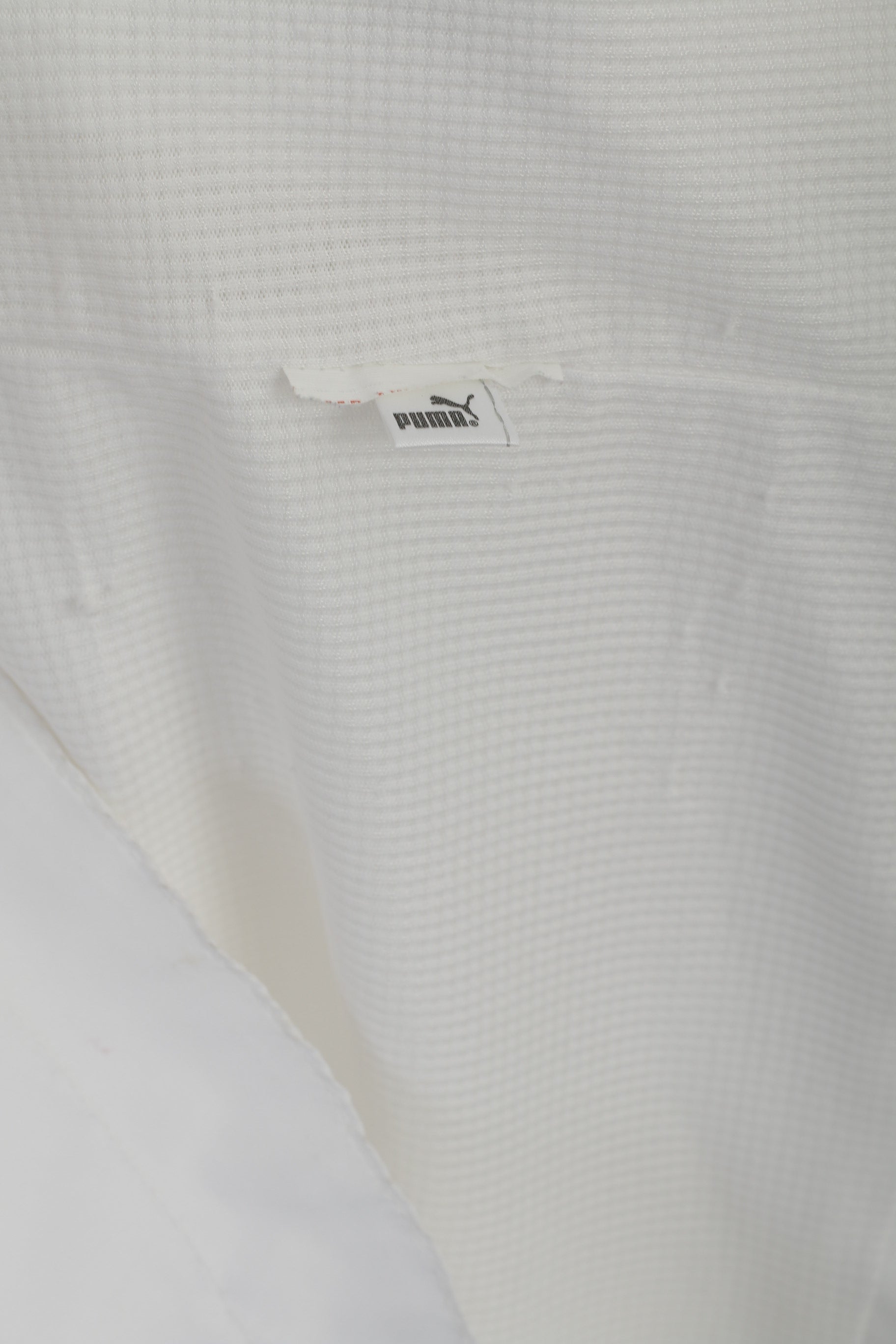 Giacca Puma da uomo L bianca vintage con cerniera intera abbigliamento sportivo da allenamento leggero