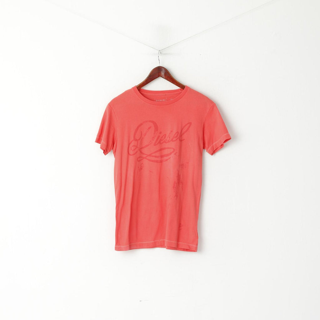 Diesel M Shirt Pêche Coton Graphique Col Ras Du Cou Slim Fit Top
