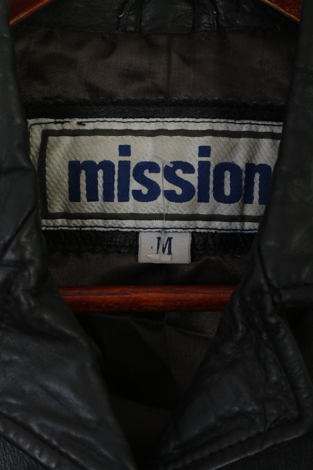 Giacca Mission da donna M. Top retrò con tasche monopetto in pelle vintage nera