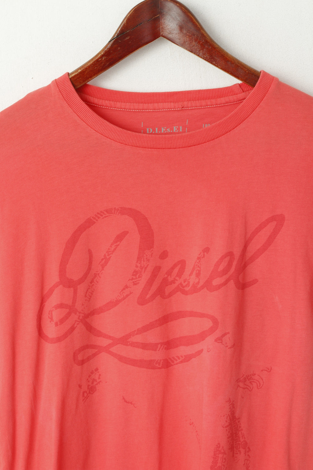 Diesel M Shirt Pêche Coton Graphique Col Ras Du Cou Slim Fit Top