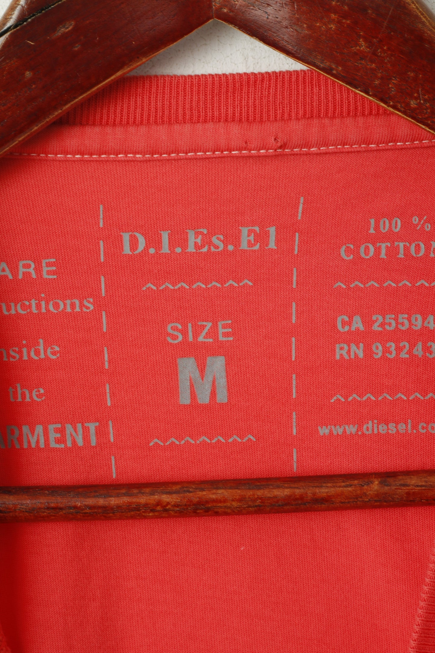 Diesel M Shirt Pêche Coton Graphique Col Ras Du Cou Slim Fit Top