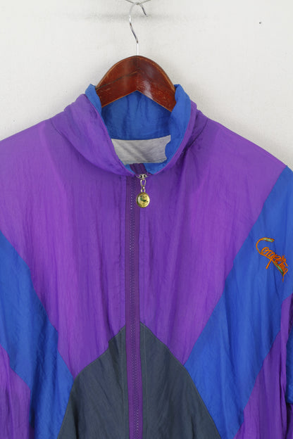 Giacca da uomo XL da competizione in nylon viola anni '90 Festival con cerniera intera vintage sportiva