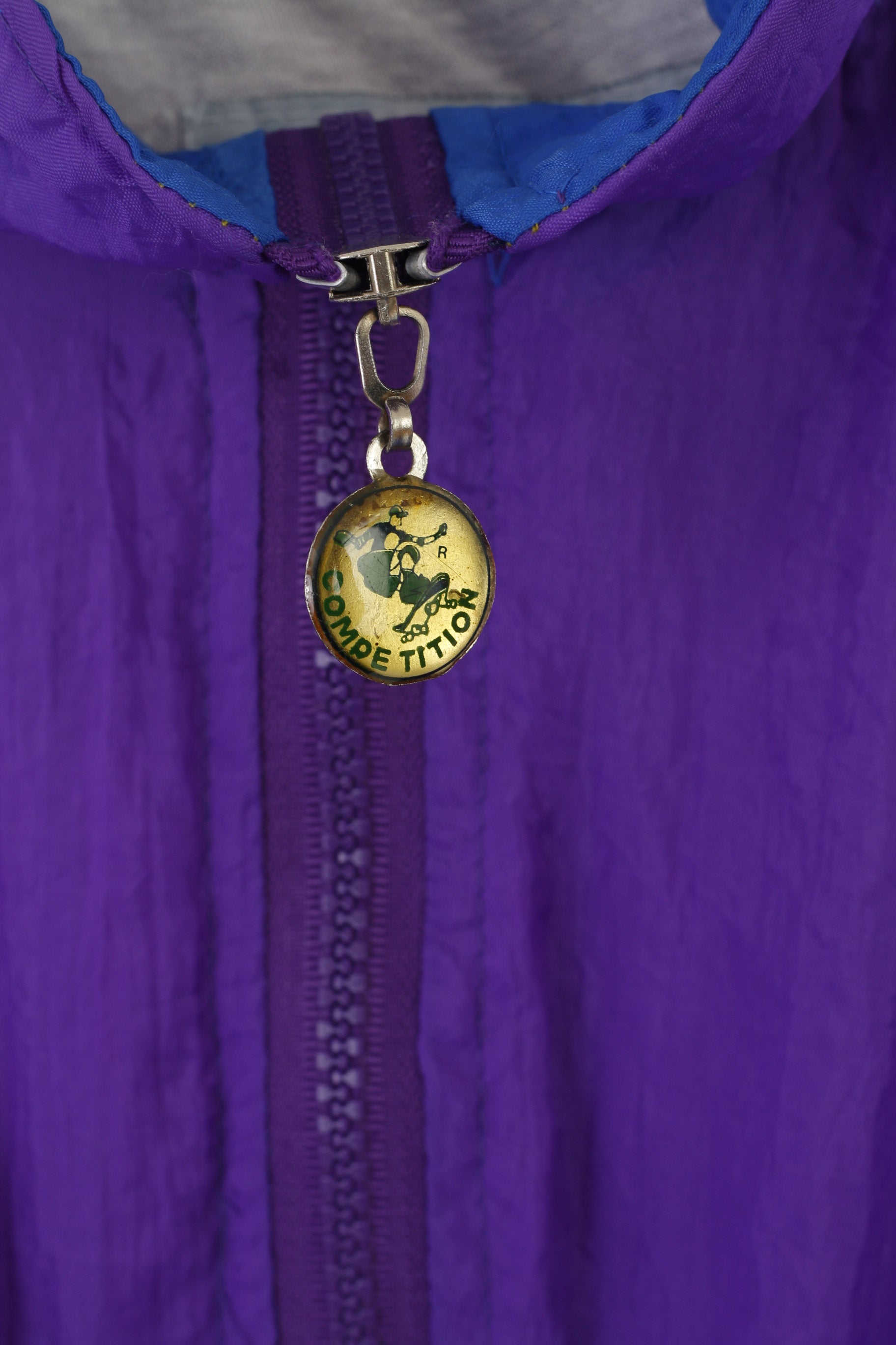 Competition Men XL Jacket Purple Nylon 90s Festival Full Zipper Vintage Sport Top