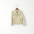 Monnari Femmes 46 XL Veste Beige Biker Fermeture Éclair Complète Col Montant Ramones Top