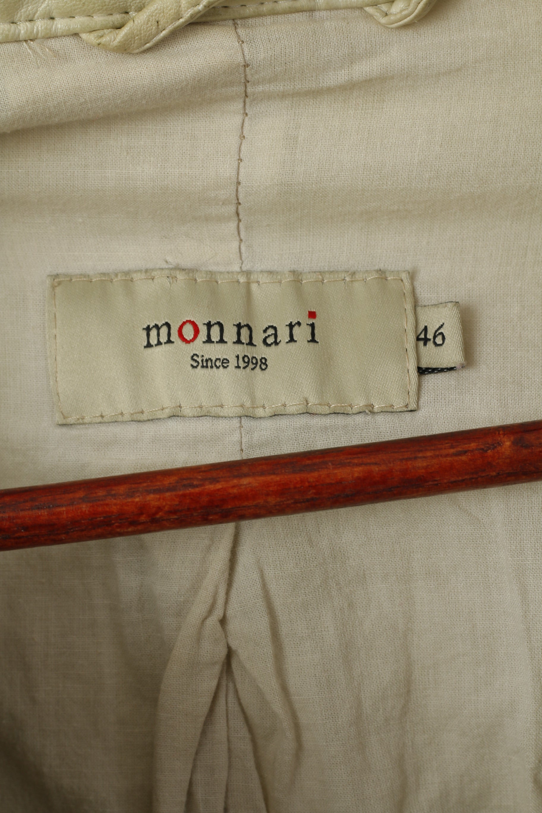 Monnari Femmes 46 XL Veste Beige Biker Fermeture Éclair Complète Col Montant Ramones Top