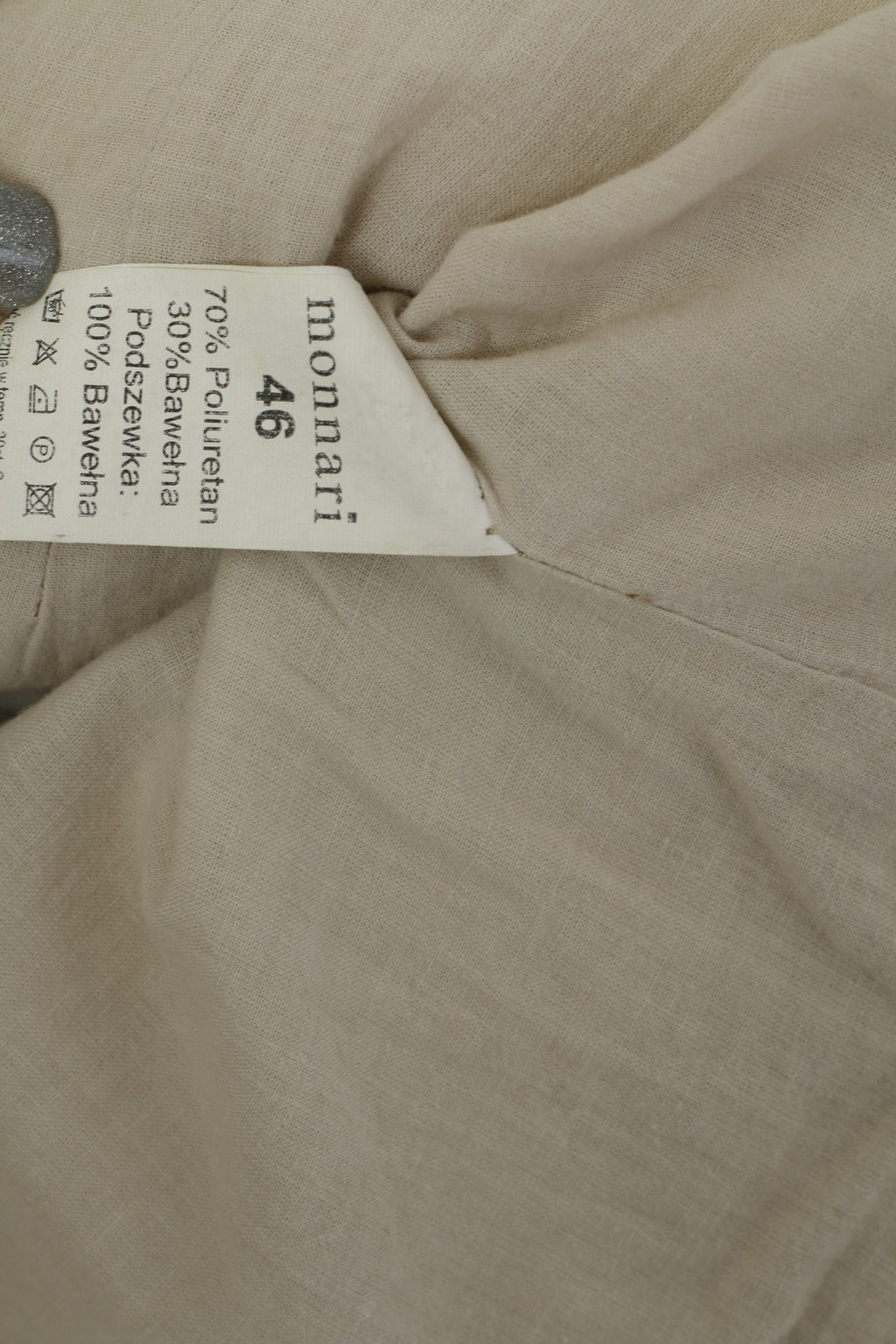 Monnari Femmes 46 XL Veste Beige Biker Fermeture Éclair Complète Col Montant Ramones Top