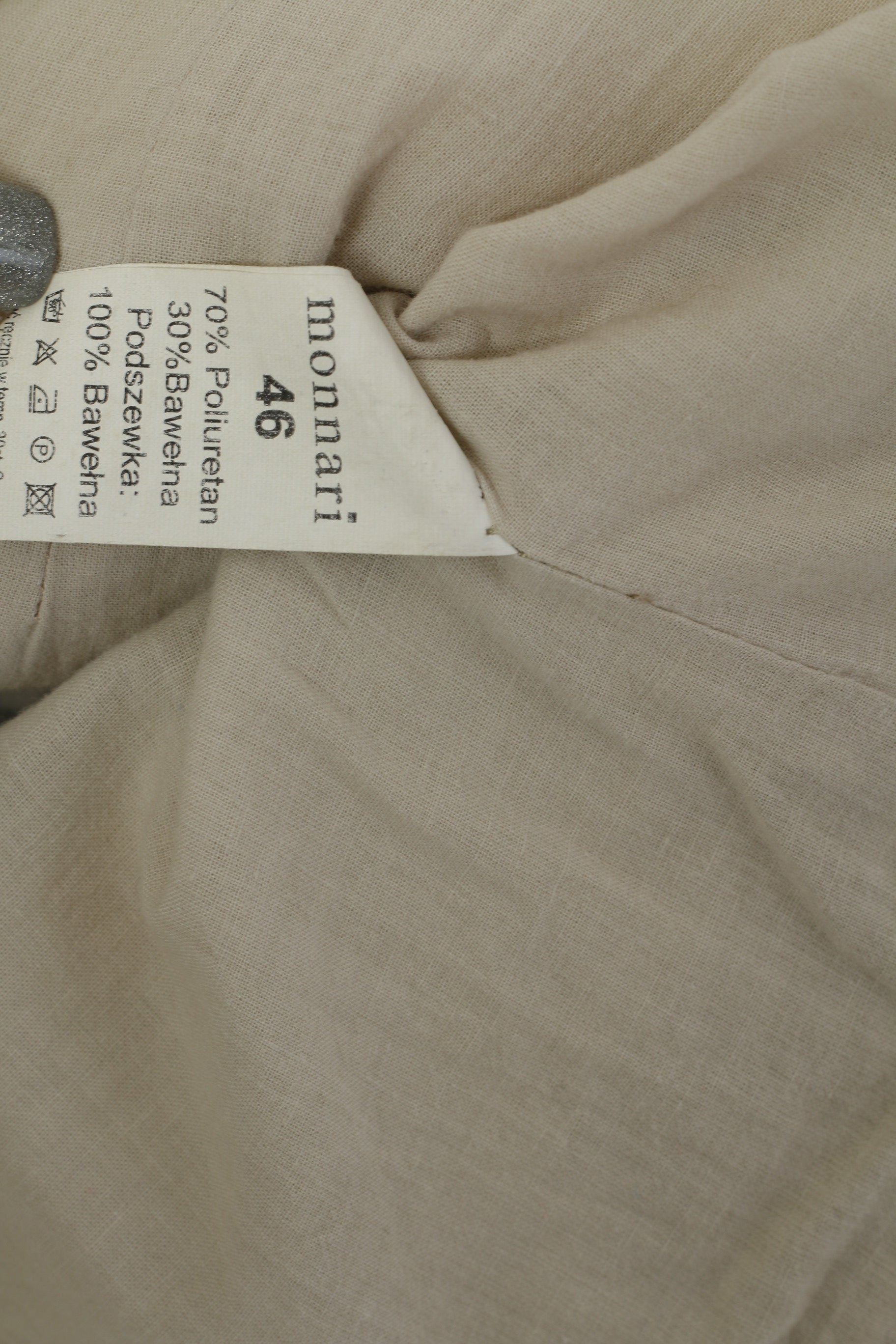 Monnari Femmes 46 XL Veste Beige Biker Fermeture Éclair Complète Col Montant Ramones Top