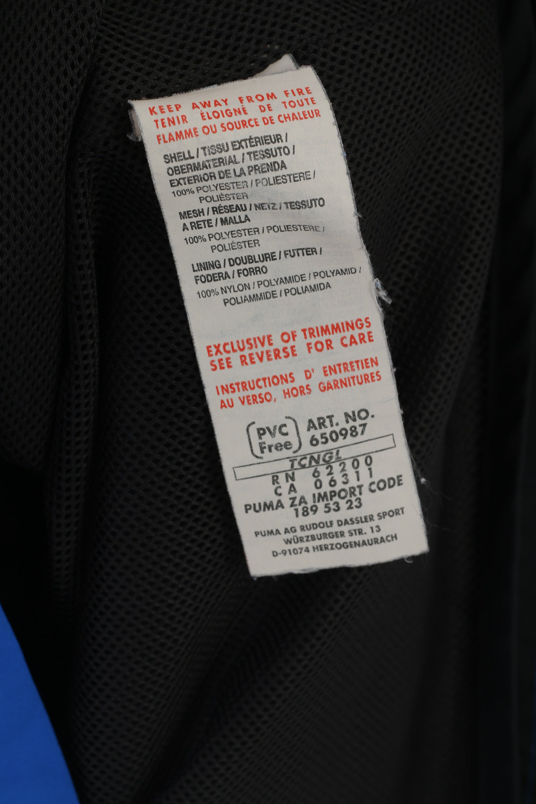 Puma Hommes L Veste Bleu Zip Up Léger Maille Doublée Sport Entraînement Sportswear Haut